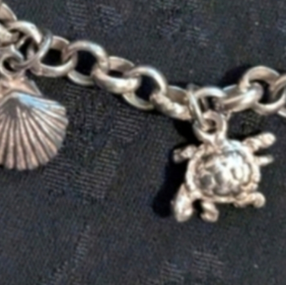 8" 925 Solid Sterling Silver Mini Sea Creature Ocean Charm Bracelet - Picture 11 of 16